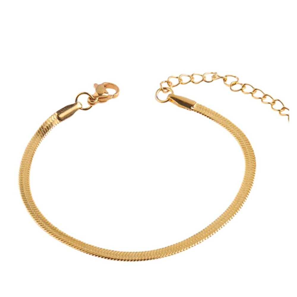 Gold Plated Snake Chain Herringbone Bracelet With Lobster Clasp New in a Box‎
